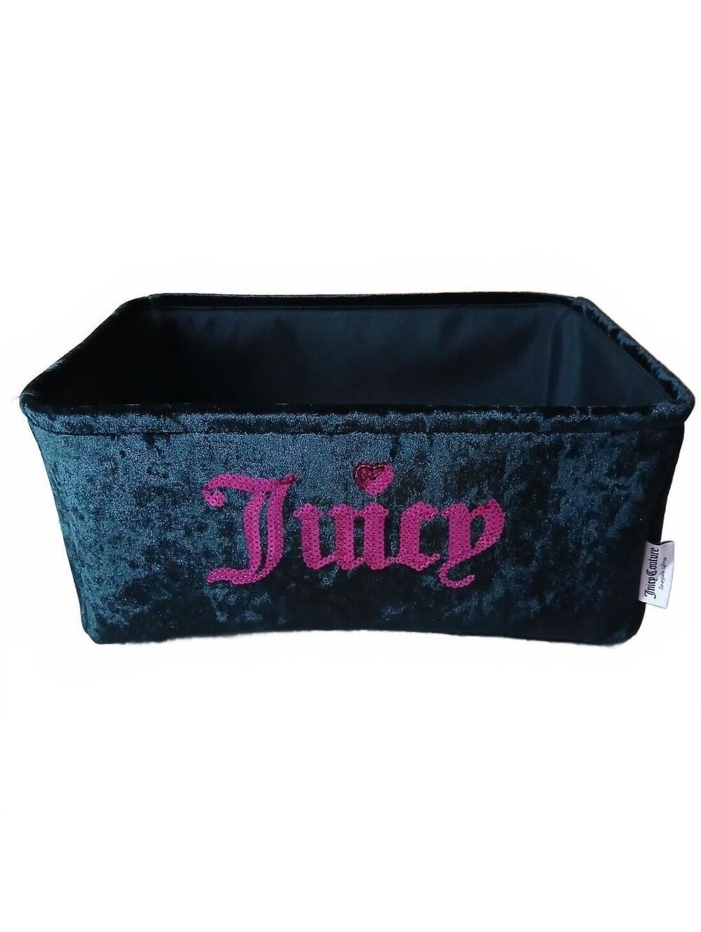 Juicy Couture Home Black Velour Sequin Storage Bin Basket NWT